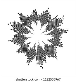 round sound wave effect isolated on white background