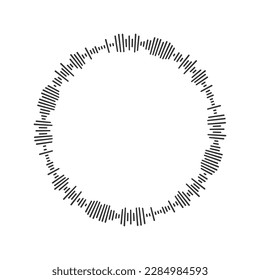 Icono de onda de sonido redonda. Pictograma de pulso circular. Mensaje de voz, archivo de audio en forma de anillo aislado en fondo blanco. Messenger, aplicación móvil podcast, elemento radial del reproductor de medios. Ilustración del vector