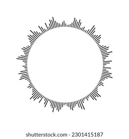 Runde Soundwave Symbol. Circular Audio Equalizer-Schild. Sprachnachricht, Sounddatei in Ringform einzeln auf weißem Hintergrund. Messenger, Podcast mobile App, Media Player Element. Vektorgrafik