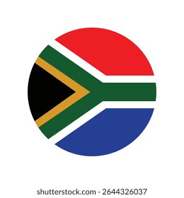 Round  South Africa Flag Icon – South Africa Flag Circular Vector Badge with Standard Colors and National Symbol. Circle Flag Icon of  South Africa, Button Badge Icon.
