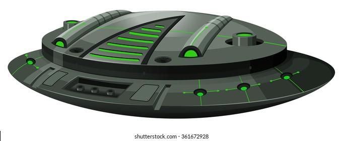 Round spaceship on white background illustration