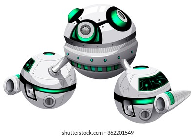 Round spaceship on white background illustration