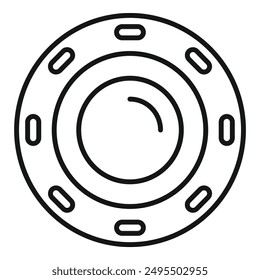 Round spaceship window is offering a view of space exploration