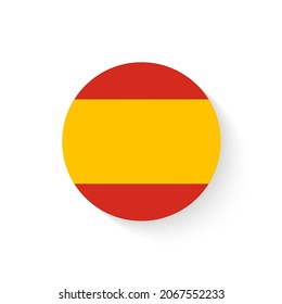 Round spain flag vector icon isolated, spain flag button