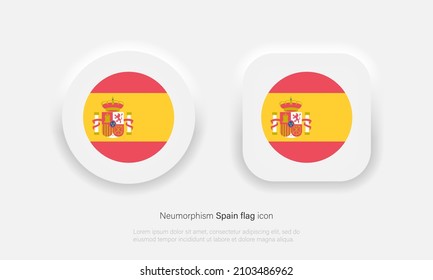 Round Spain Flag Vector Icon, Spain Flag Button In Trendy Neumorphic Style Vector EPS 10