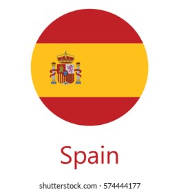 Round Spain Flag Vector Icon Isolated, Spain Flag Button