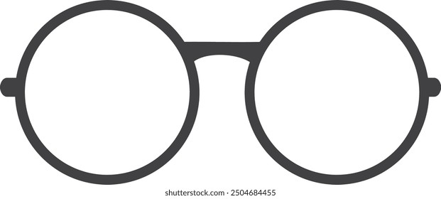 Round spectacles icon. Eyeglasses frame black silhouette