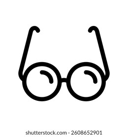 Round spectacles outline with lens reflection suggesting clarity perspective