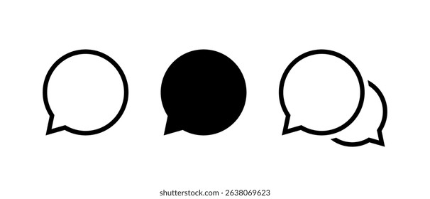 Round speech bubble, chat icon set. Message, comment, SMS sign symbol