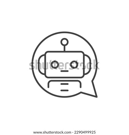 Round Speech Bubble with Chatbot vector concept outline icon or symbol