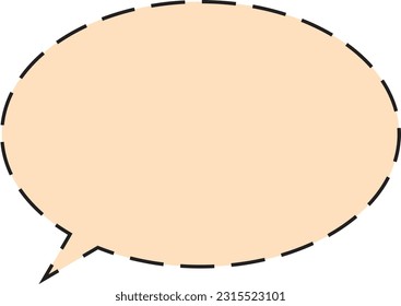 Round speech bubble, dashed line, orange