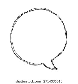 Burbuja de discurso redondo dibujado a mano icono Monocromo Ilustración vectorial con múltiples líneas superpuestas