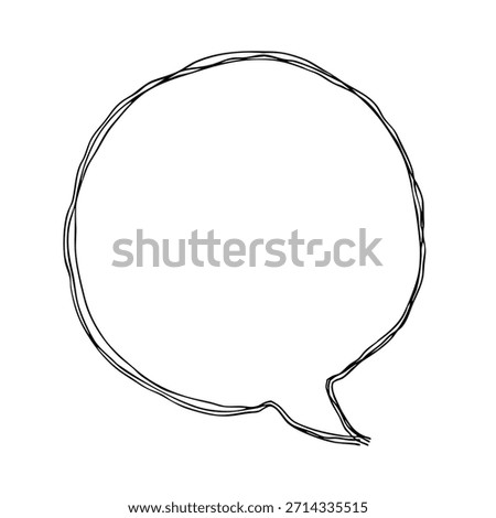 Round speech bubble hand-drawn icon Monochrome vector illustration with multiple overlapping lines