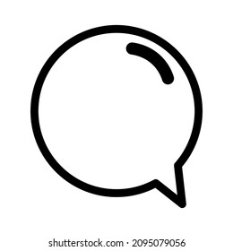 Round speech bubble icon. Black outline. Chat sign. Cartoon art. Communication concept. Vector illustration. Stock image. 