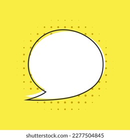 Round speech bubble isolated on yellow background. Blank message box template. Vector illustration.