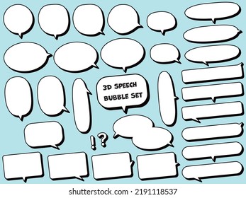 Round speech bubble set with 3D effect.