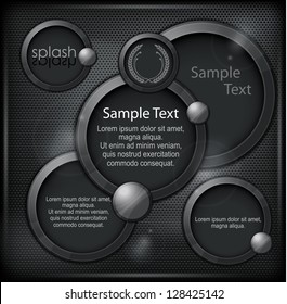 Round speech bubble & text on black mash background, vector illustration