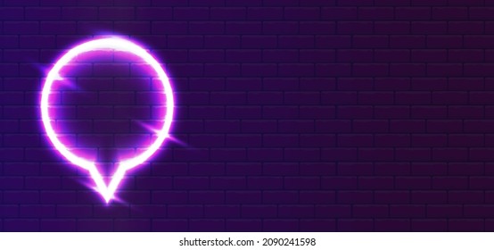 Round speech bubble unique super glowing neon sign vector. Light burst. Design element conversation space neon icon. Illuminated banner. Gorgeous advertisement on the wall. Banner with blank space.