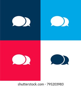 Round speech bubbles four color material and minimal icon logo set in red and blue
