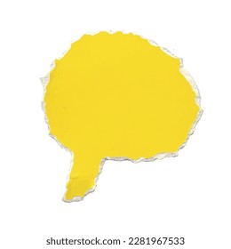 round speech bubbles from torn yellow paper, torn paper for thought message cloud