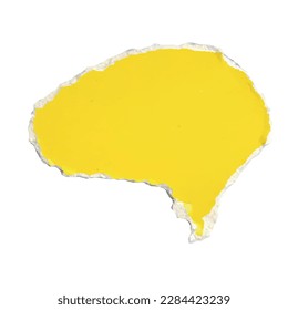 round speech bubbles from torn yellow paper, torn paper for thought message cloud