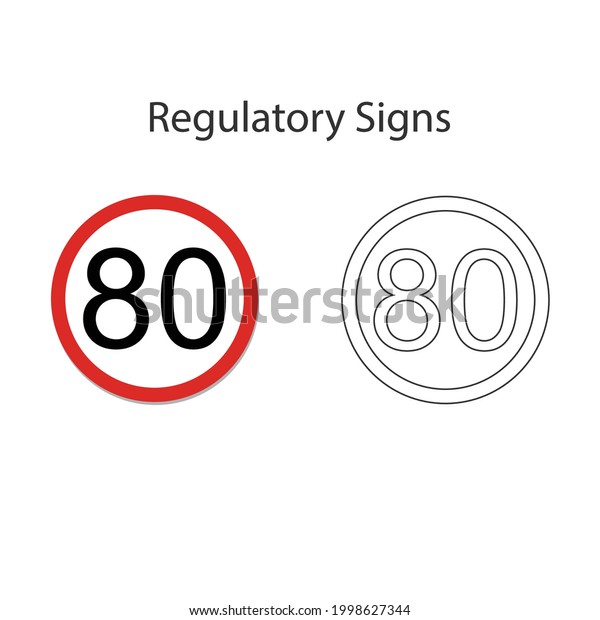 Round Speed Limit Road Sign 80km Stock Vector (Royalty Free) 1998627344 ...