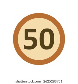 Sinal de Limite de Velocidade Arredondado Mostrando Número Cinquenta em Estilo de Fonte em Negrito