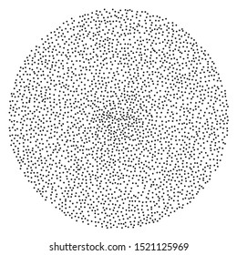 A round sphere filled with small dots, dotted lines. To create textured backgrounds, layouts. Vector illustration