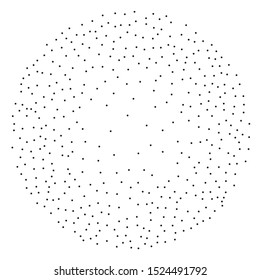 A round sphere filled with small dots, dotted lines. To create textured backgrounds, layouts. Vector illustration