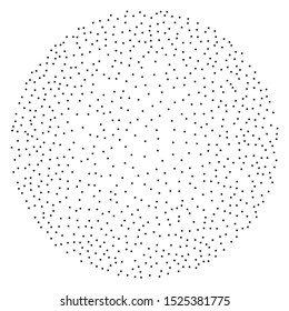 A round sphere filled with small dots, dotted lines. To create textured backgrounds, layouts. Vector illustration