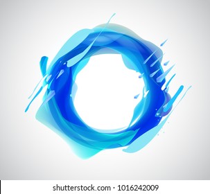 	
Round sphere made of flowing liquid, transparent liquid splashes for design uses in 3d illustration