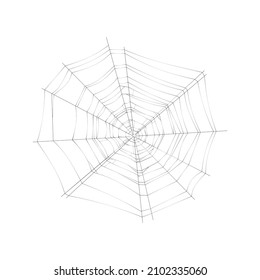 Round spider cobweb on white background realistic vector illustration