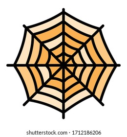 Round spider web icon. Outline round spider web vector icon for web design isolated on white background