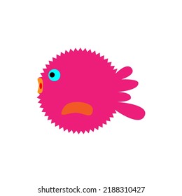 round spiked fish graphic design illustration