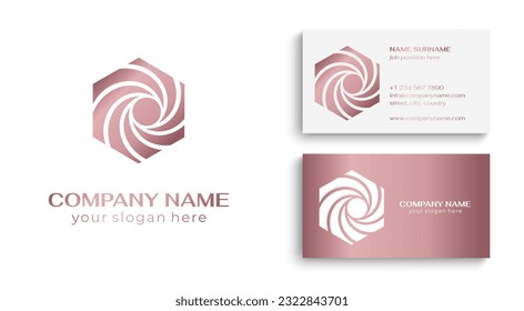 Round spiral logo. Swirling elegant waves of fabric. Template for creating a unique luxury design, logo, fashion, studio, boutique, spa center. Vector illustration