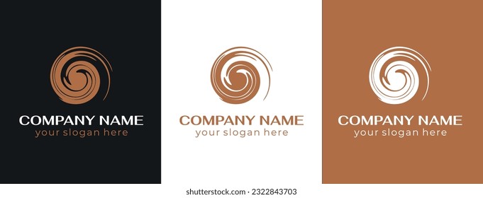 Round spiral logo. Swirling elegant waves of fabric. Template for creating a unique luxury design, logo, artwork, exhibitions, auctions, corporate products, yoga studio, boutique, spa center.