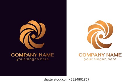 Round spiral logo. Swirling elegant waves of fabric. Template for creating a unique luxury design, logo, fashion, studio, boutique, spa center. Vector illustration