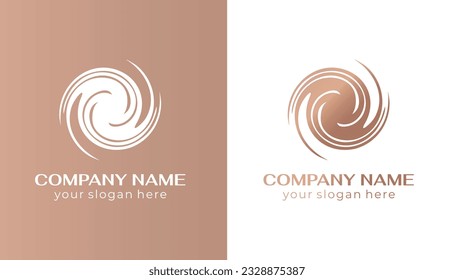 Round spiral logo. Swirling elegant waves of fabric. Template for creating a unique luxury design, logo, artwork, exhibitions, auctions, corporate products, yoga studio, boutique, spa center.