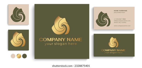 Round spiral logo. Swirling elegant waves of fabric. Template for creating a unique luxury design, logo, fashion, studio, boutique, spa center. Vector illustration