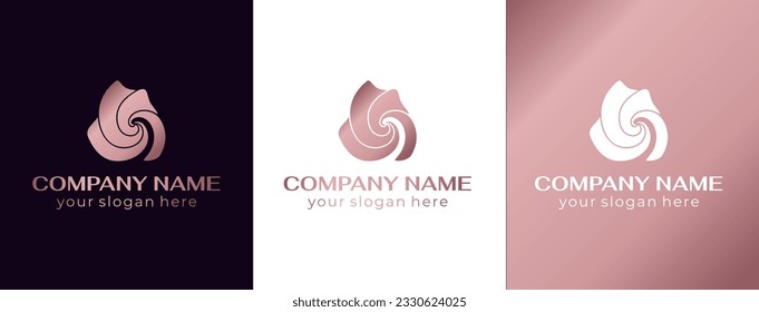 Round spiral logo. Swirling elegant waves of fabric. Template for creating a unique luxury design, logo, fashion, studio, boutique, spa center. Vector illustration