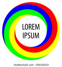 Round spiral shape background. Twisting color strips creating a circle, in the center of which is space for text. Vector illustration.
