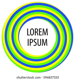 Round spiral shape background. Twisting color strips creating a circle, in the center of which is space for text. Vector illustration.