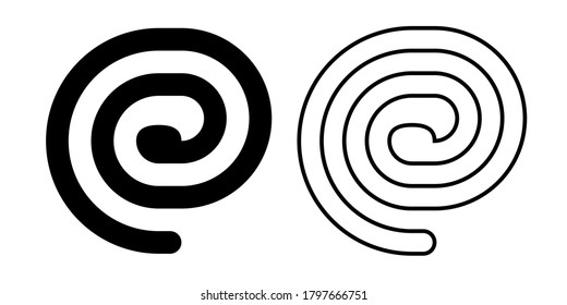 Ilustración aislada del vector espiral redondo, versión en blanco y negro