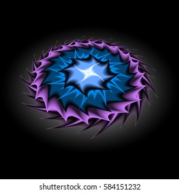 Round spiral, vortex, ufo, blue circle, vector illustration.