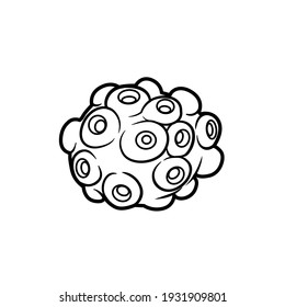 Round sponge  for coloring book linear drawing isolated on white background
