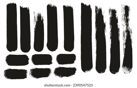Round Sponge Hand Made Thick Artist Brush Straight Lines Mix High Detail Abstract Vector Background MEGA Mix Set 