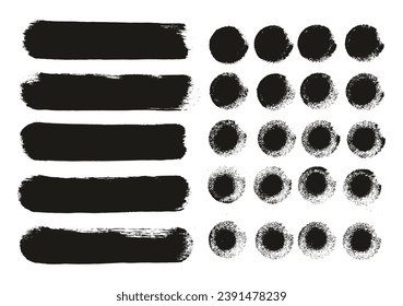 Round Sponge Hand Made Thick Artist Brush Straight Lines Mix High Detail Abstract Vector Background Mix Set 