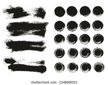 Round Sponge Thick Artist Brush Long Background And Straight Lines Mix High Detail Abstract Vector Background Mix Set 
