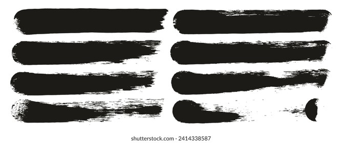 Round Sponge Thick Artist Brush Straight Lines Hand Drawn High Detail Abstract Vector Background Set 