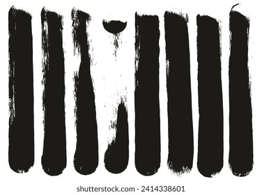 Round Sponge Thick Artist Brush Straight Lines Hand Drawn High Detail Abstract Vector Background Set 
